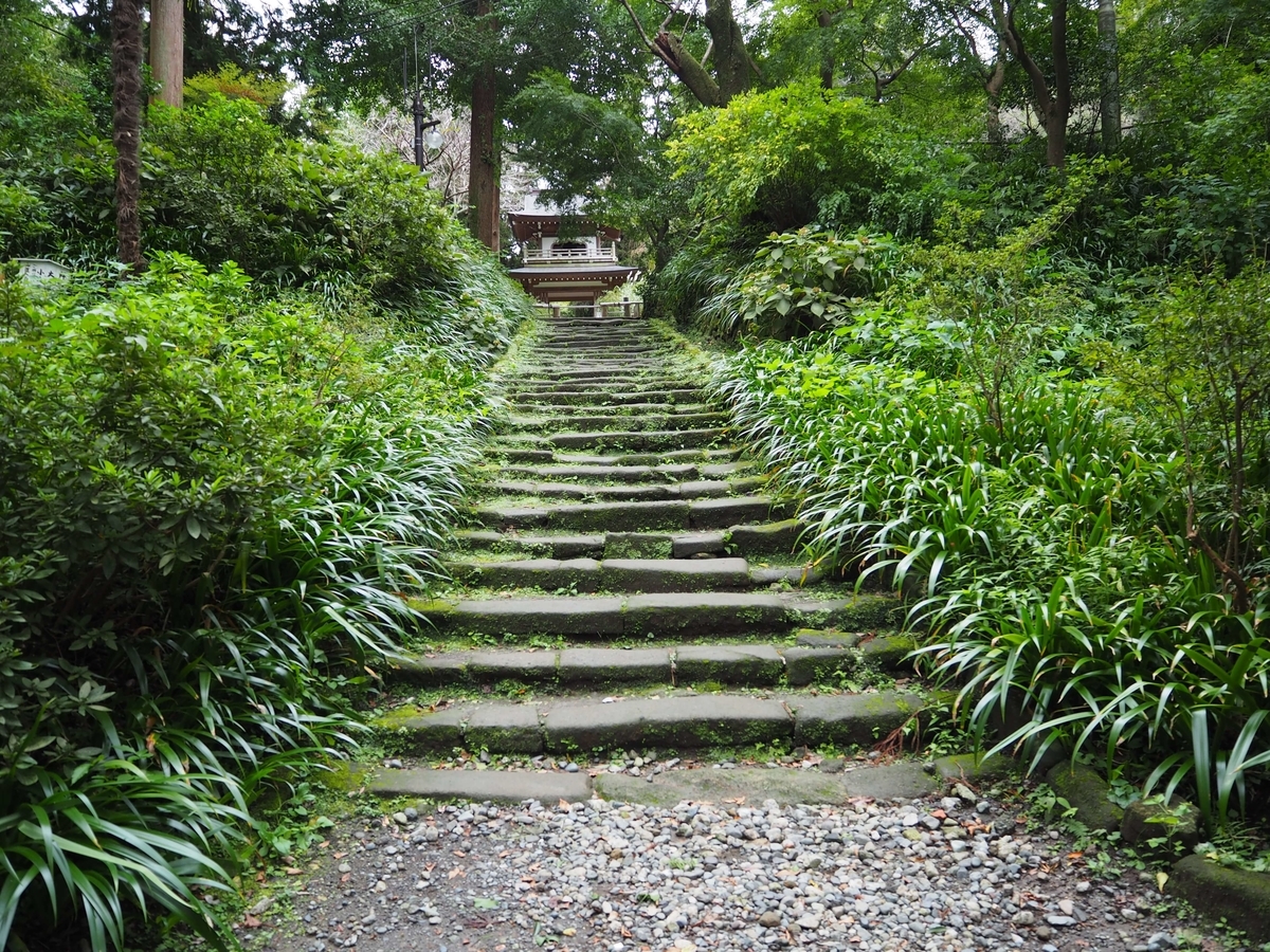 山門から鐘楼門まで続く石段