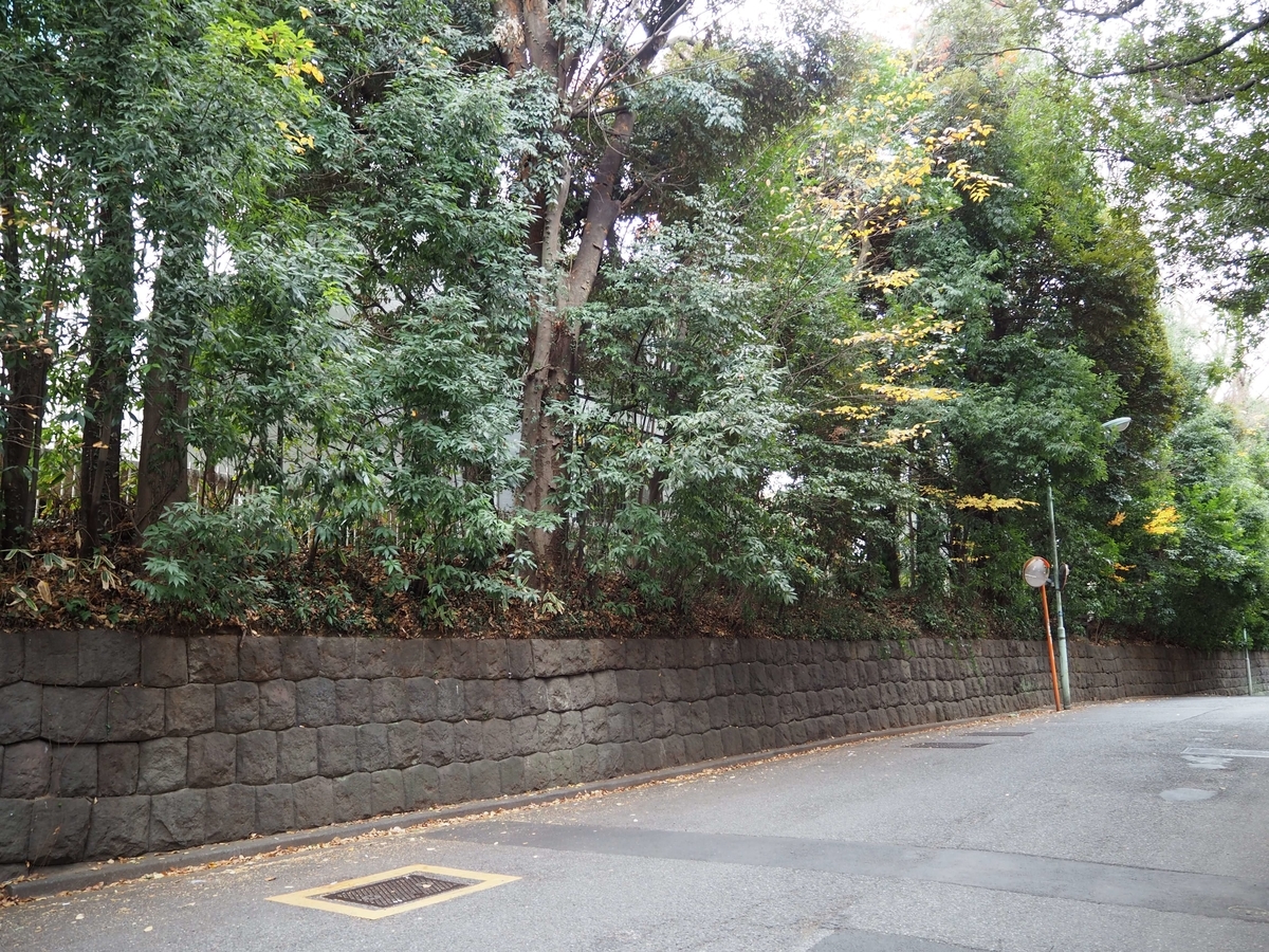 アメリカ大使館宿舎の石垣と植栽