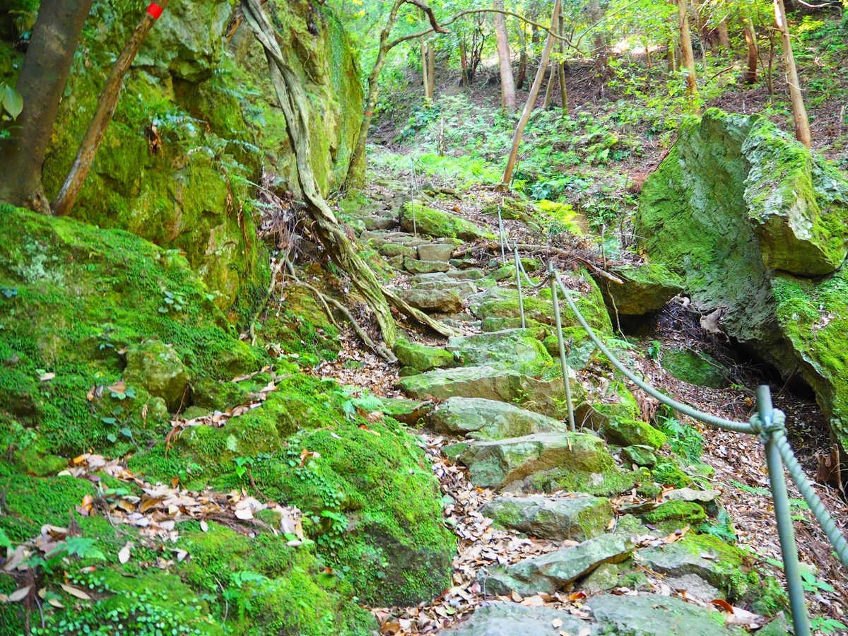 単に石が並んでいるだけの石段