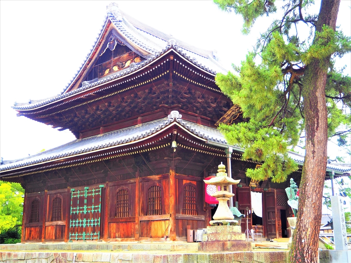 斜め前から見た善通寺の金堂