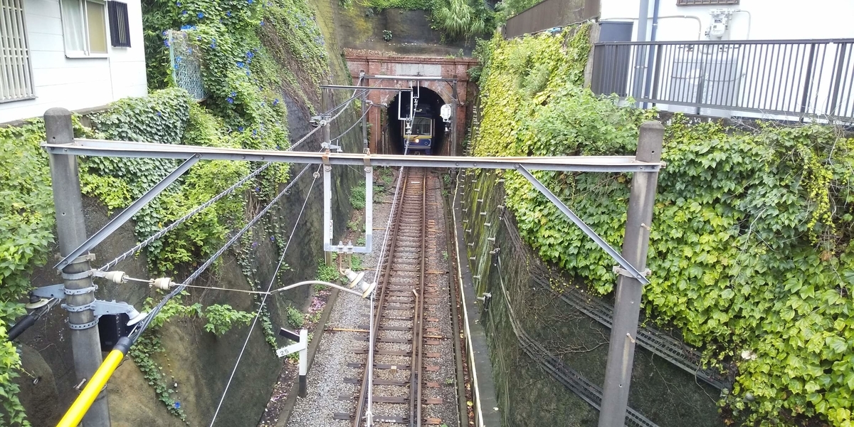 江ノ電で唯一のトンネルである極楽洞を望む櫻橋