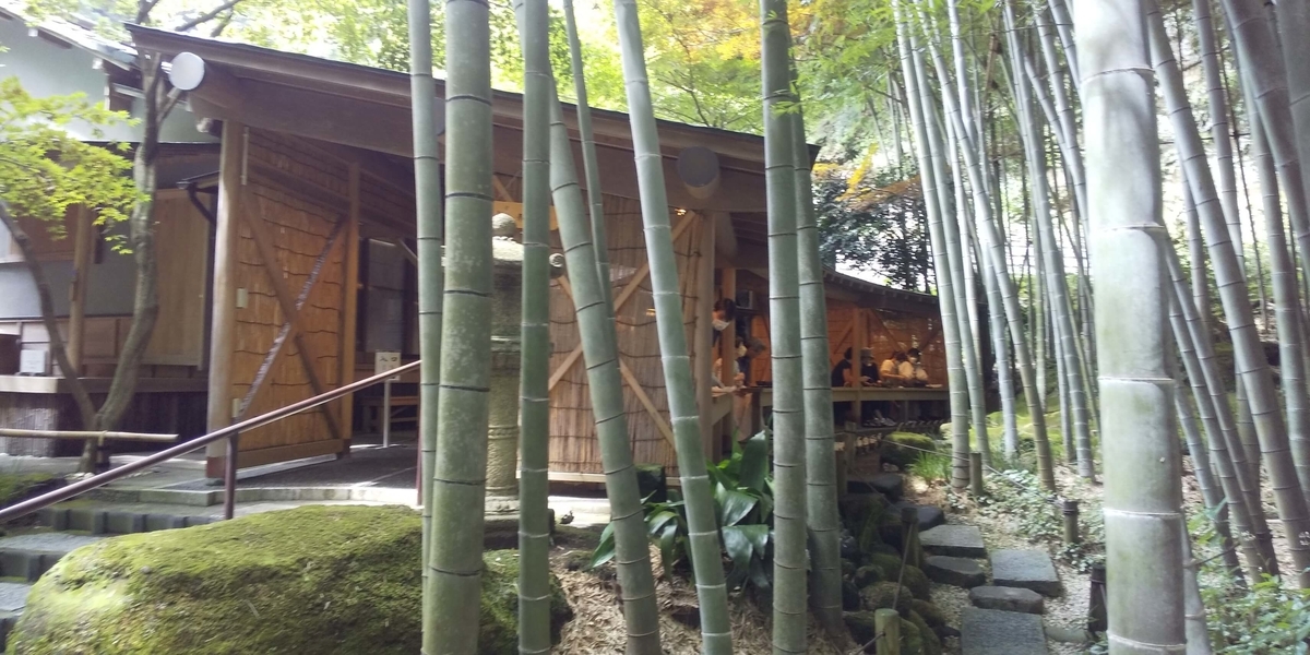 竹林に設けられた茶席