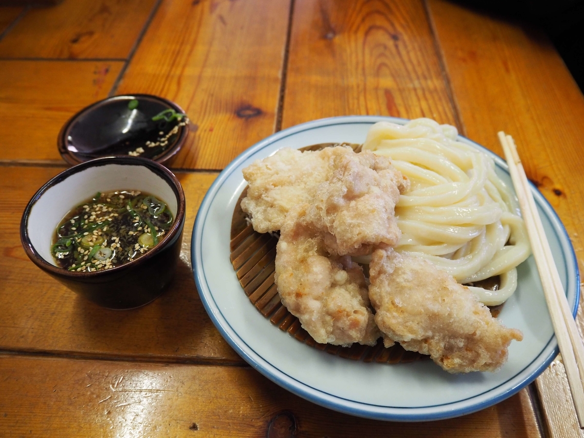 つけ汁の薬味を投入したかしわ天