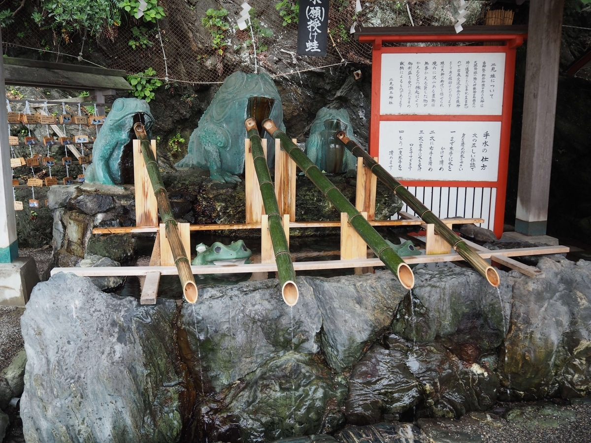 カエルの像のある手水舎