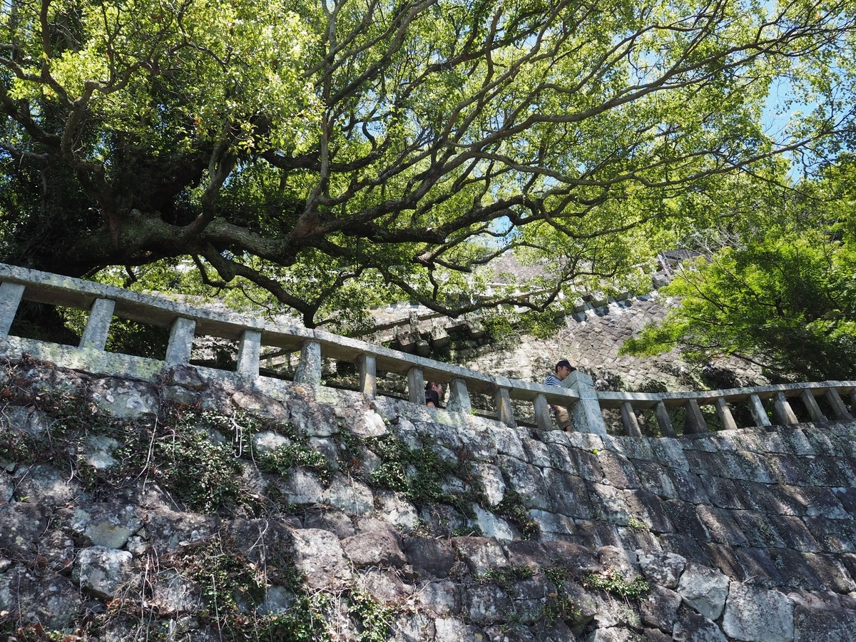 ジグザグに登る石段