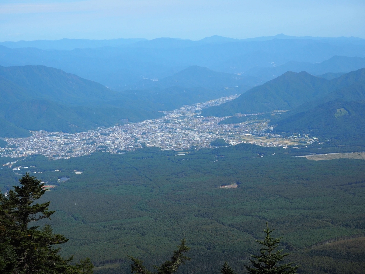 展望台から見た富士吉田市街地
