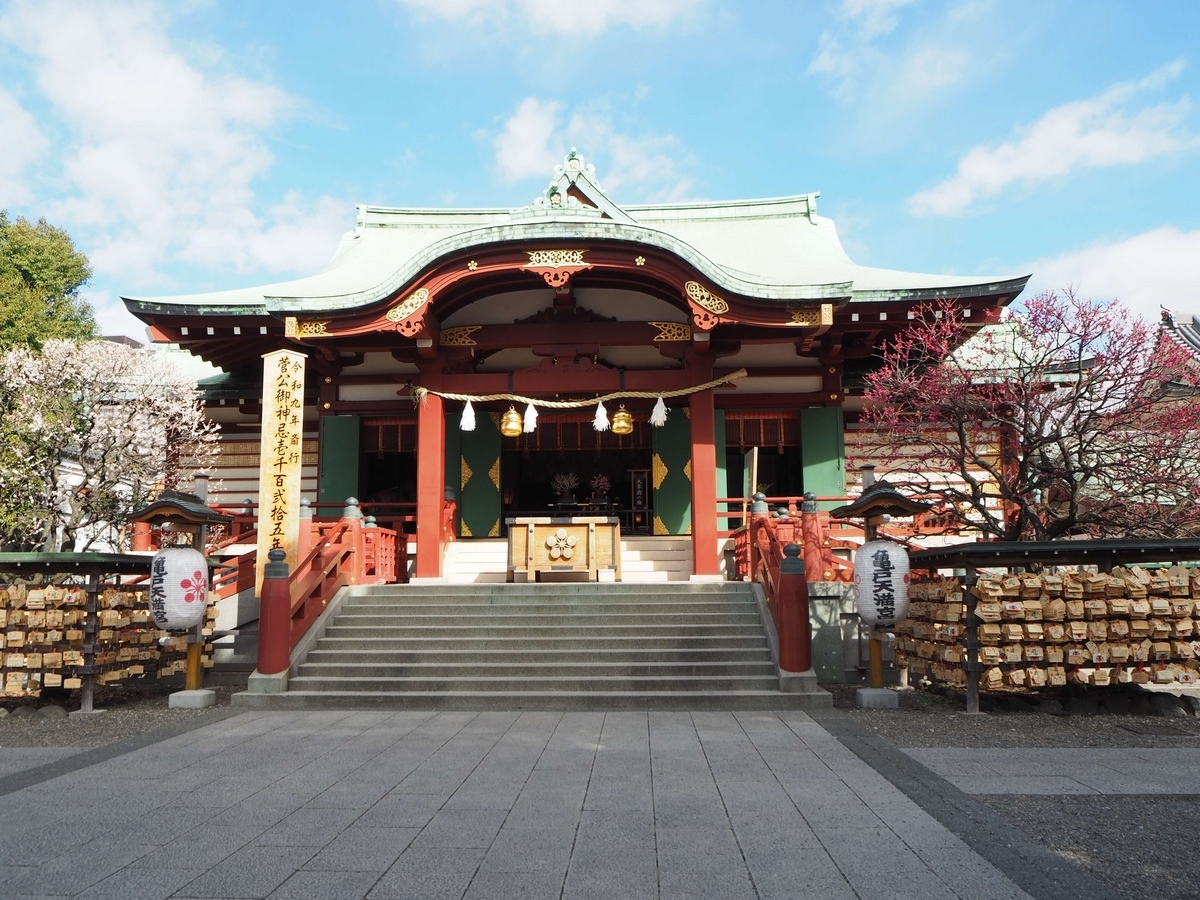 2024年3月2日の亀戸天満宮の社殿