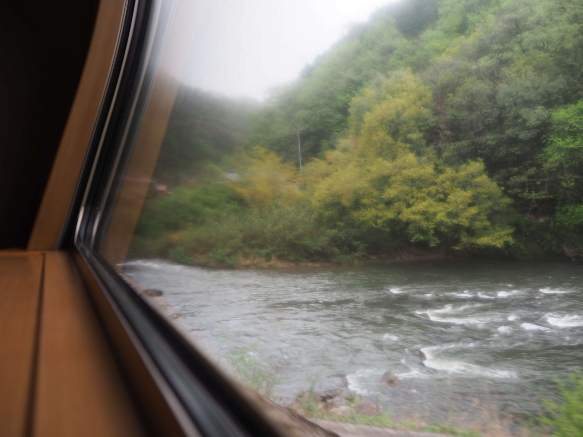 線路沿いの川