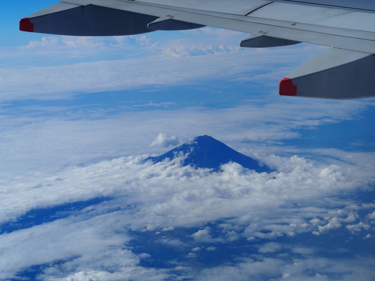 飛行機から見た富士山