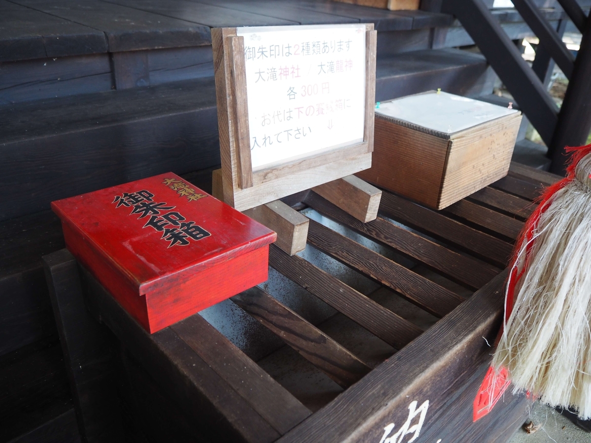 賽銭箱の上の2つの箱