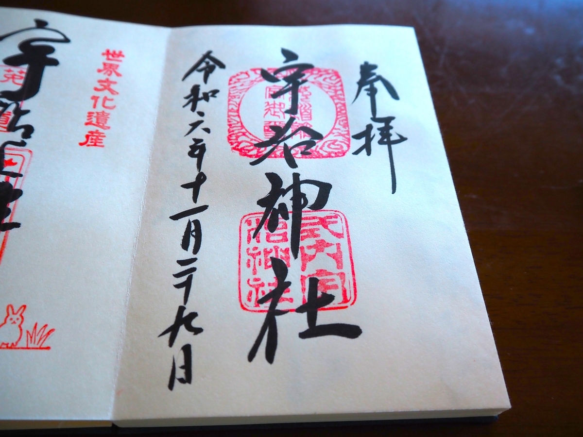 宇治神社の2024年11月29日付御朱印