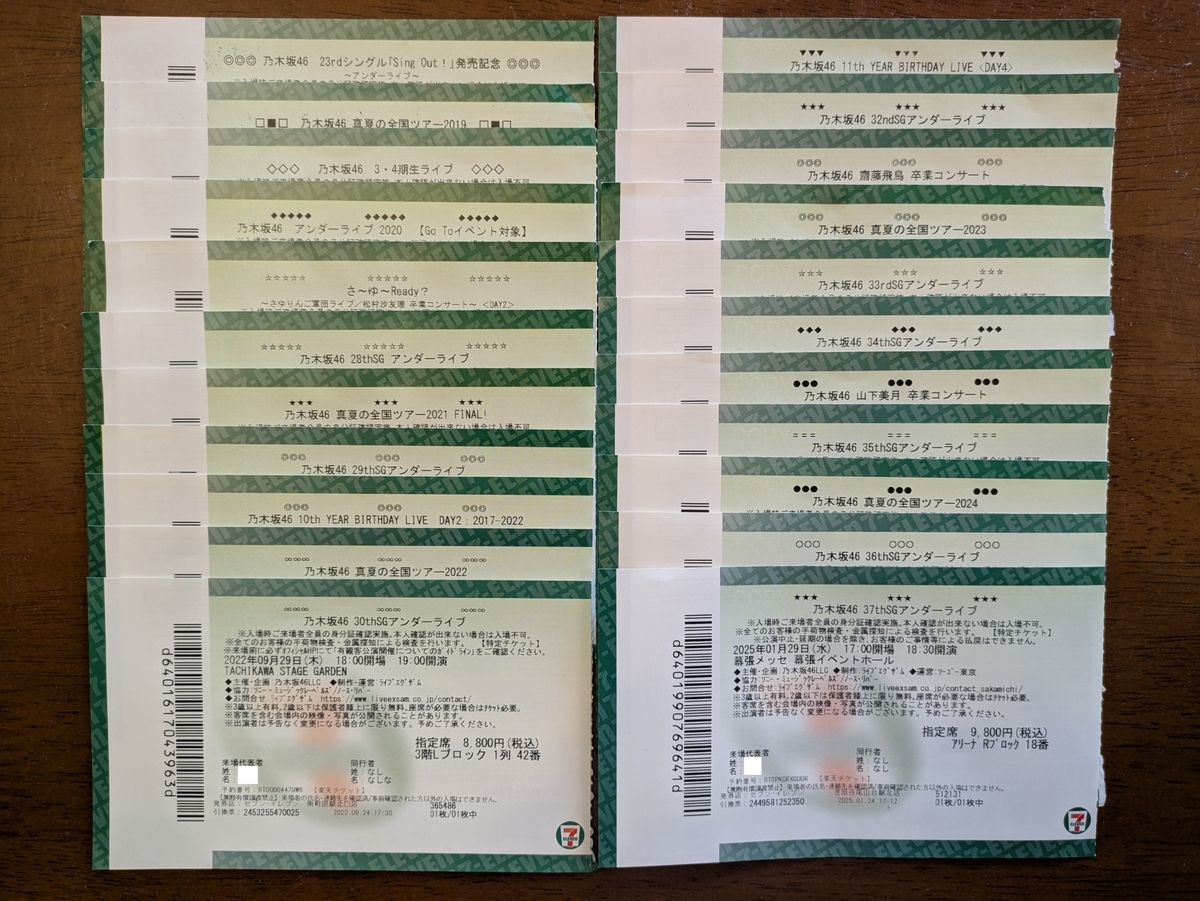 過去22枚のチケット