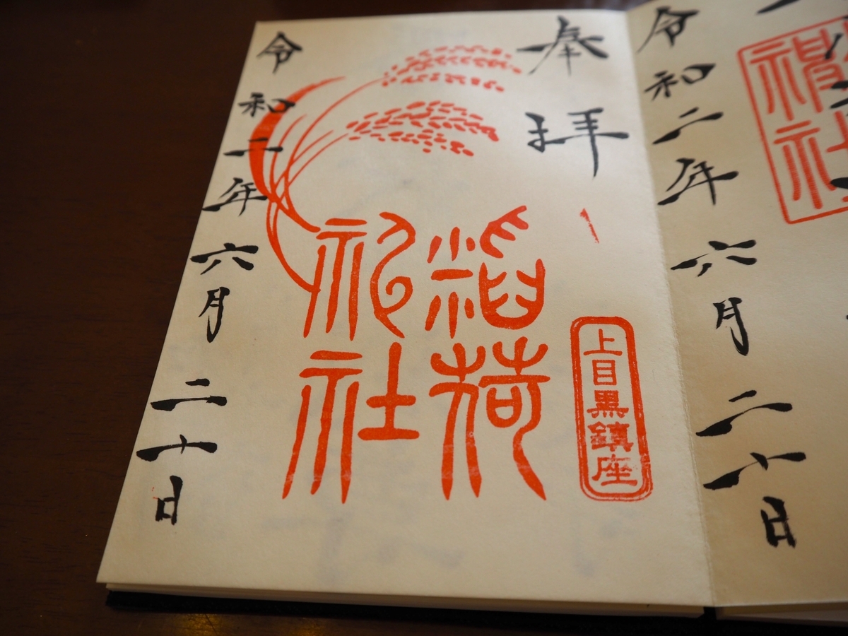 稲荷神社の2020年6月20日付御朱印