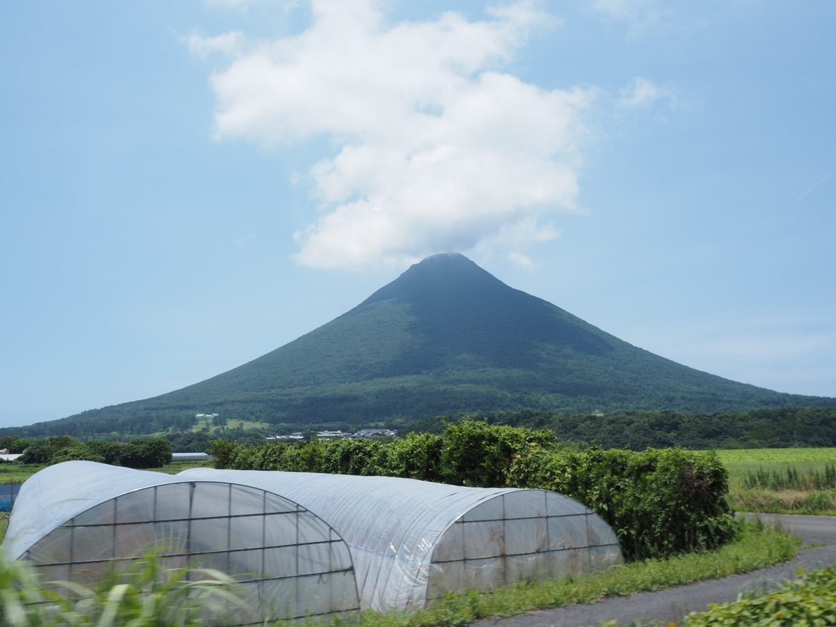 開聞岳の全景