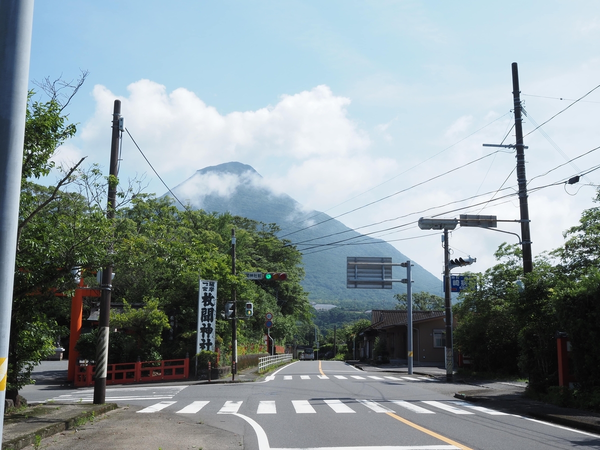 枚聞神社からの開聞岳