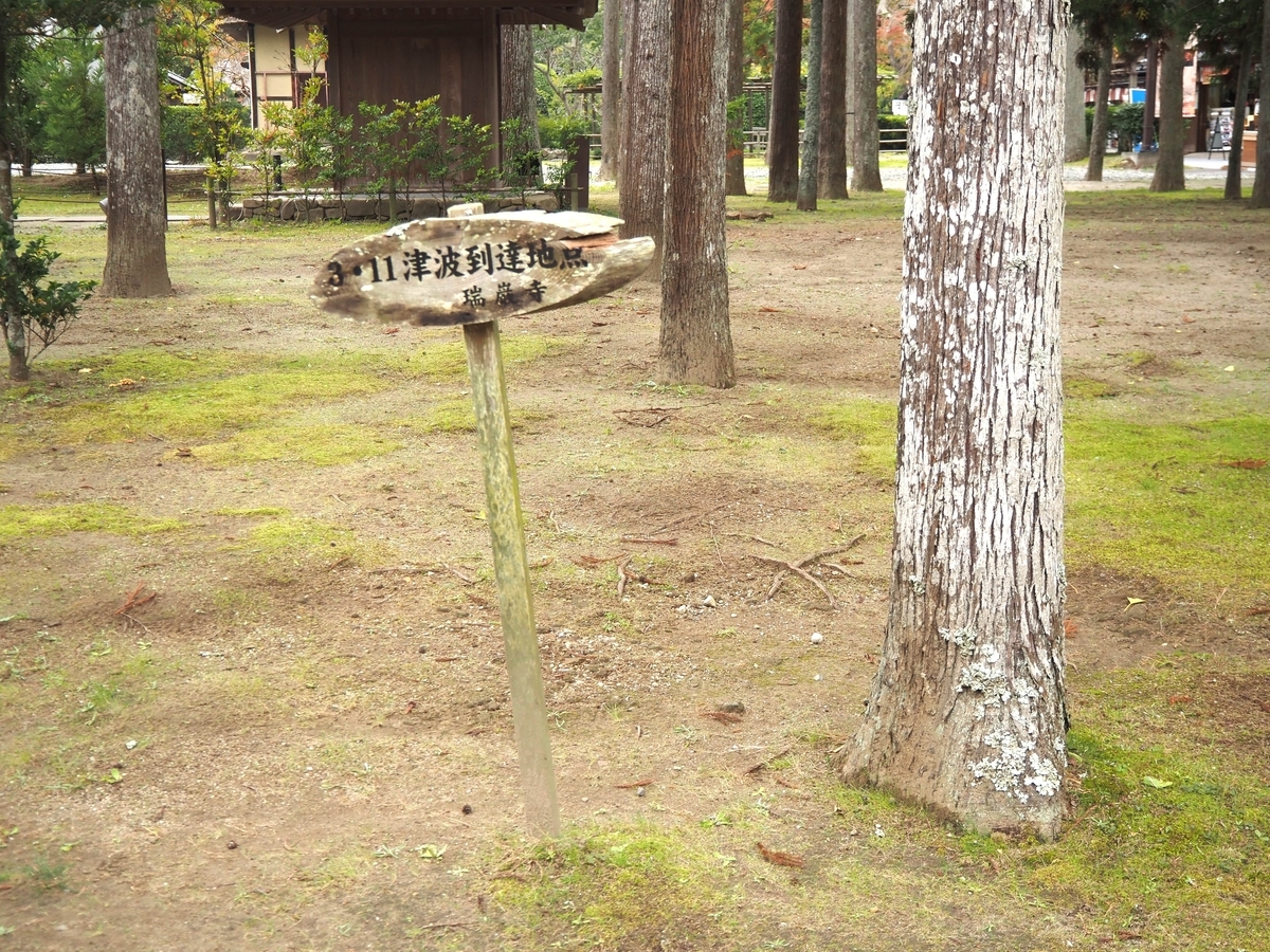 「3･11津波到達地点」の札