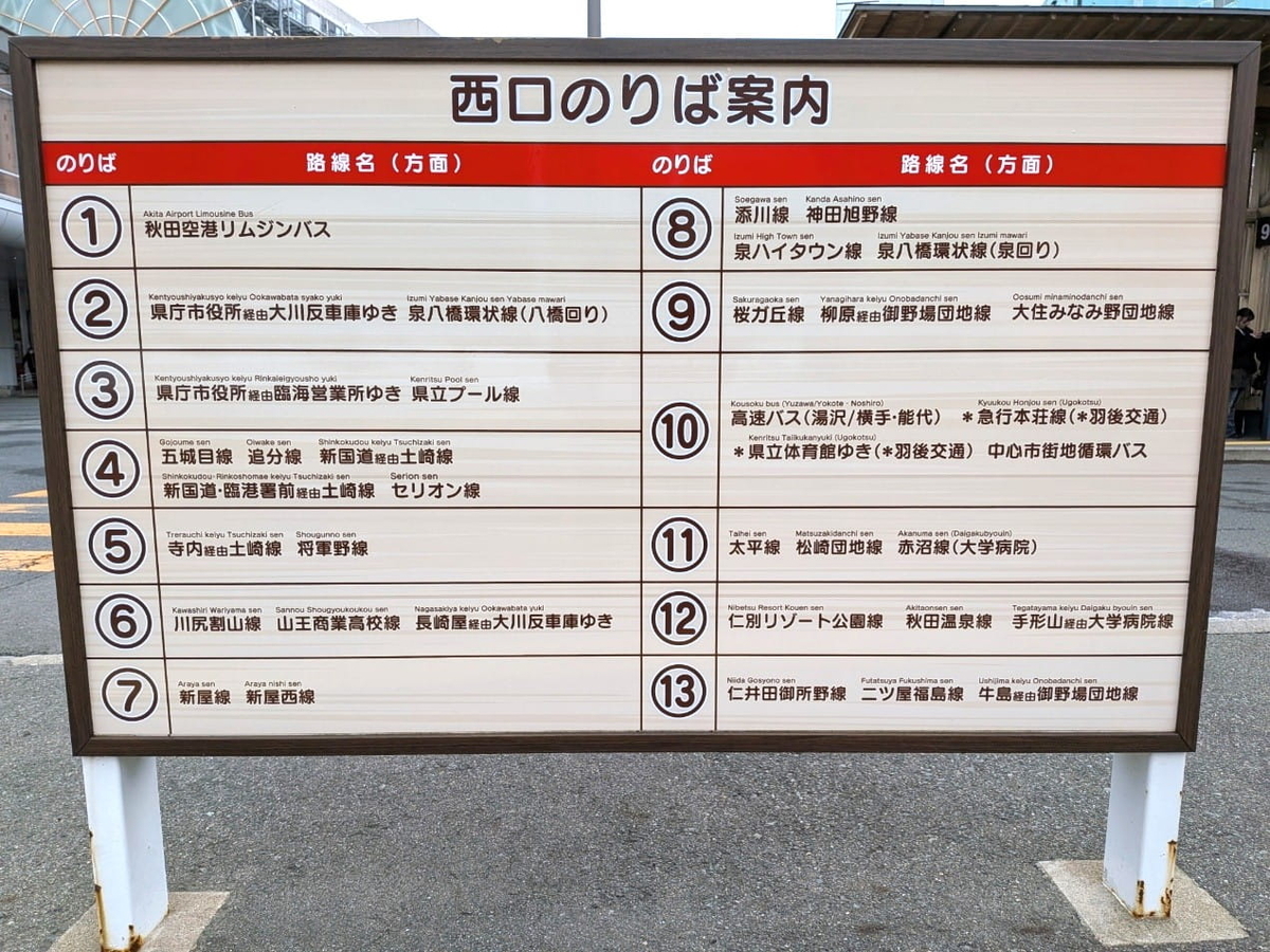 バスの乗り場案内