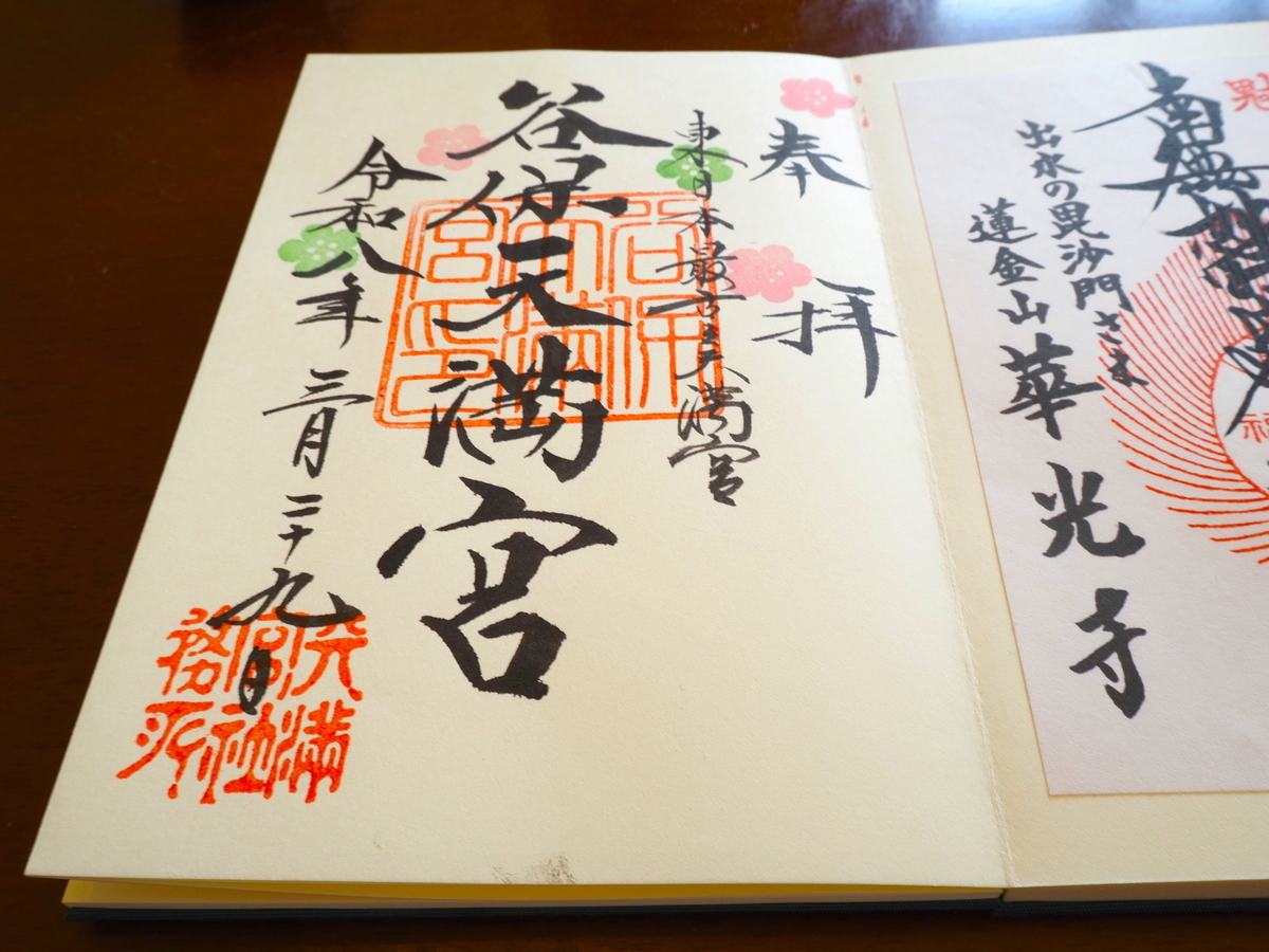 谷保天満宮の2026年3月29日付直書き御朱印