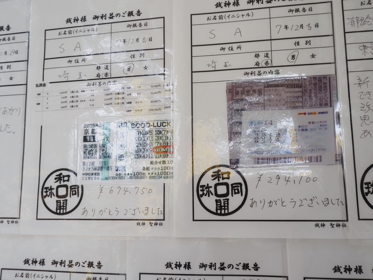御利益の報告