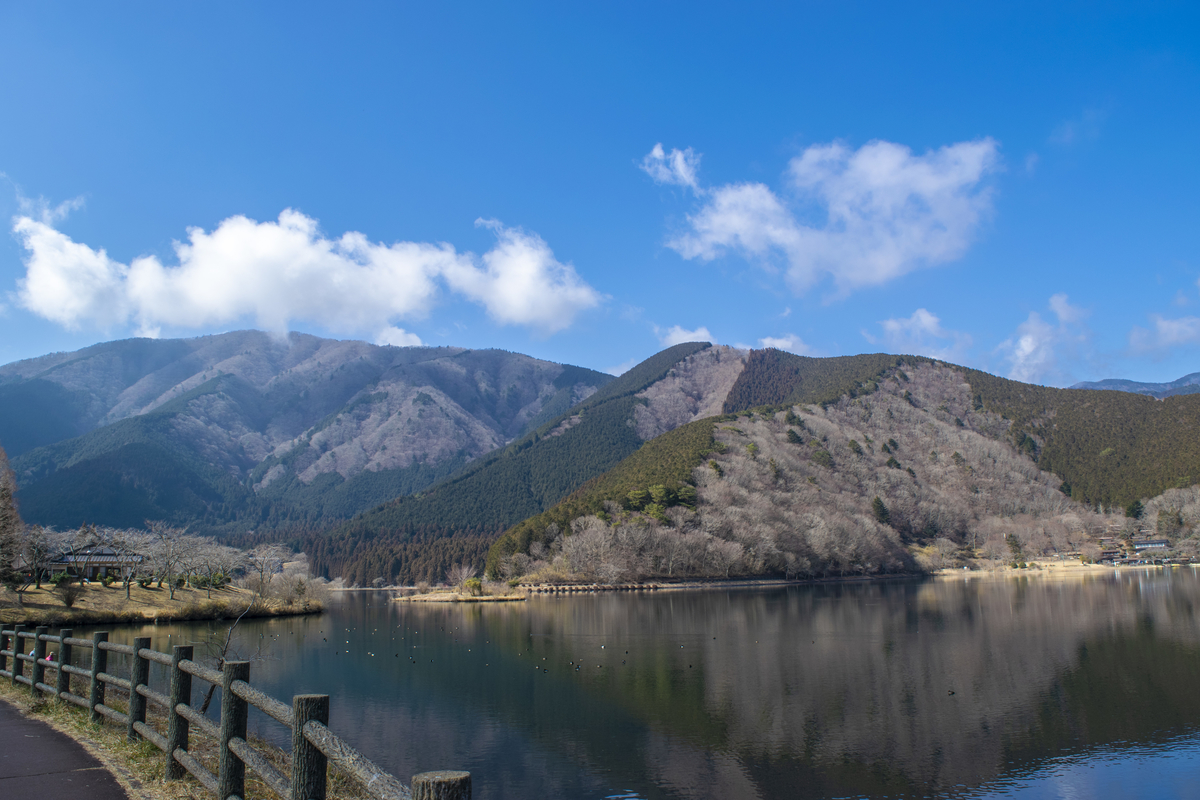 山に囲まれた景色が良い田貫湖