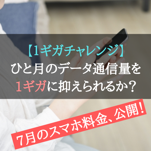 1ギガチャレンジ ひと月のデータ通信量を1ギガに抑えられるか 7月のスマホ料金 公開 コンサバ系 ミニマムライフ