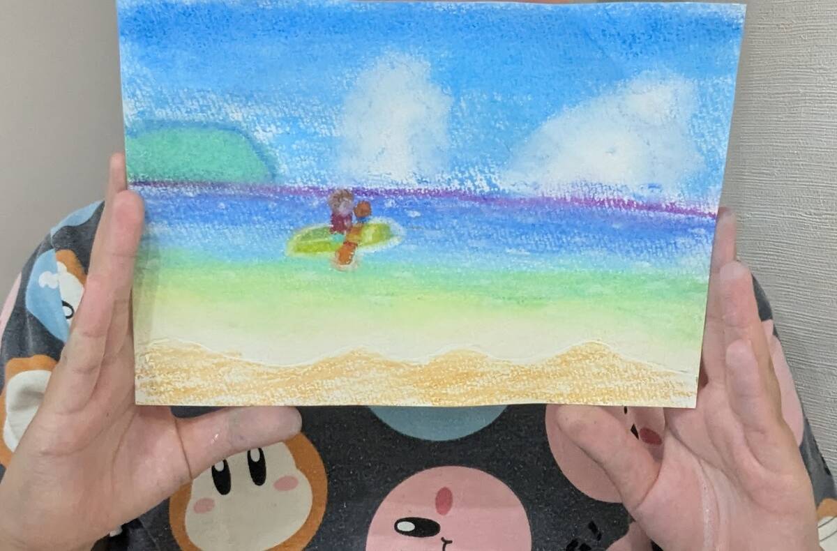 小学２年生　海の絵　クレパス