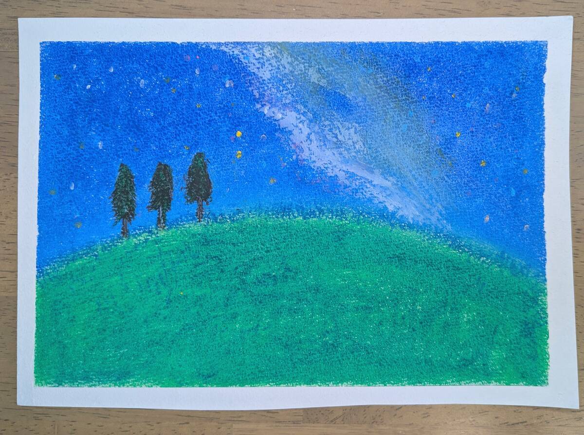サクラクレパスで描いた天の川の絵