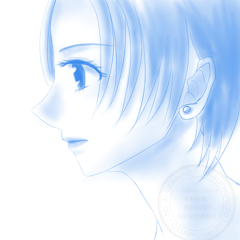 Illustration Day46：横顔（ラフ） - Atelier-Miora