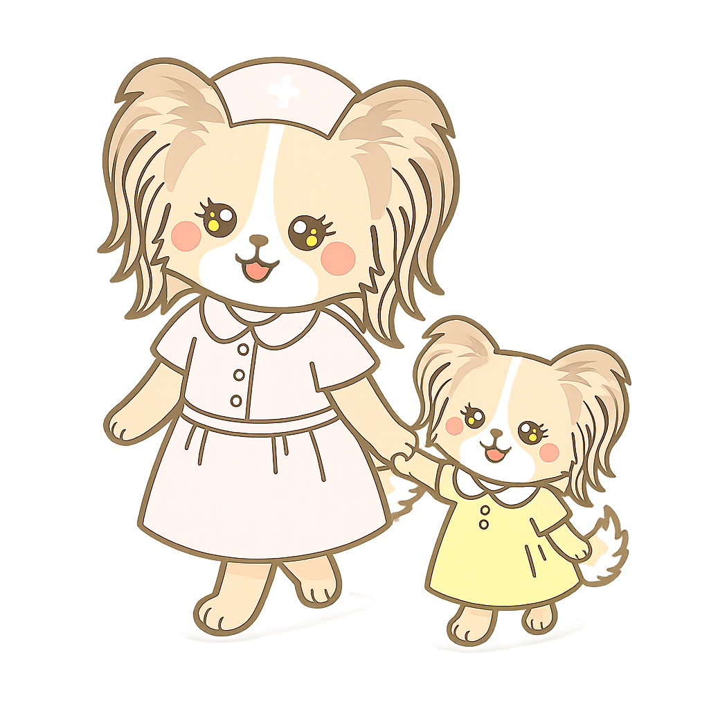 子供と手をつないでいるパピナース