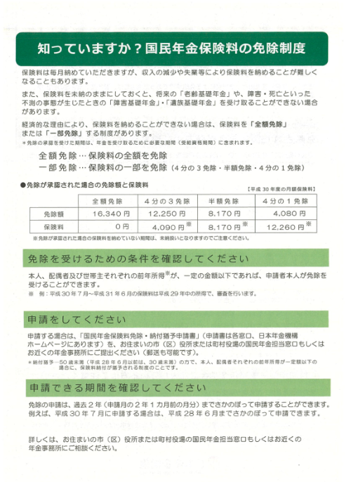 知っていますか？国民年金保険料の免除制度