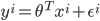 {
 y^i = \theta^T x^i + \epsilon^i
}
