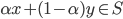 { \alpha x + (1 - \alpha)y \in S}