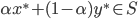 { \alpha x^* + (1 - \alpha)y^* \in S}