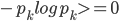 { \displaystyle
 - p_k log p_k >= 0
}