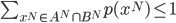 { \sum_{x^{N} \in A^N \cap B^N} p(x^N) \leq 1}