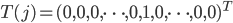 { T(j) = (0,0,0,\dots,0,1,0,\dots,0,0)^T}