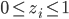 {0\leq z_i \leq 1}