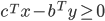 {c^Tx - b^T y \geq 0}
