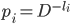 {p_i = D^{-l_i}}