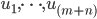 {u_1,\dots,u_{(m+n)}}