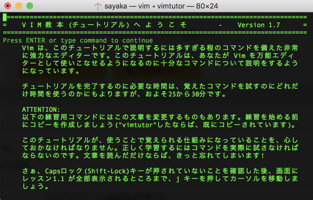 Vimチュートリアルに挑戦 どぼじょのit学習ブログ