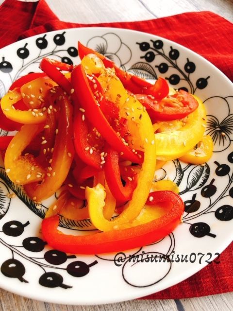 簡単彩りおかず パプリカのナムル 動画レシピ お砂糖味醂なし生活 ほっこりおうちごはん