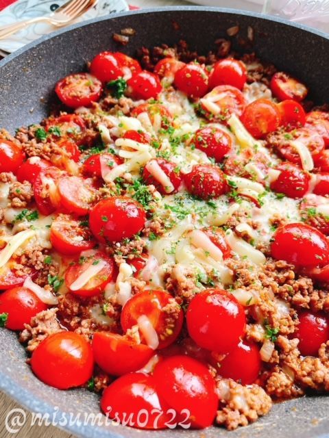 ミニトマトと挽肉のチーズ炒め 動画レシピ Cherry Tomatoes And Ground Meat Grilled With Cheese お砂糖味醂なし生活 ほっこりおうちごはん
