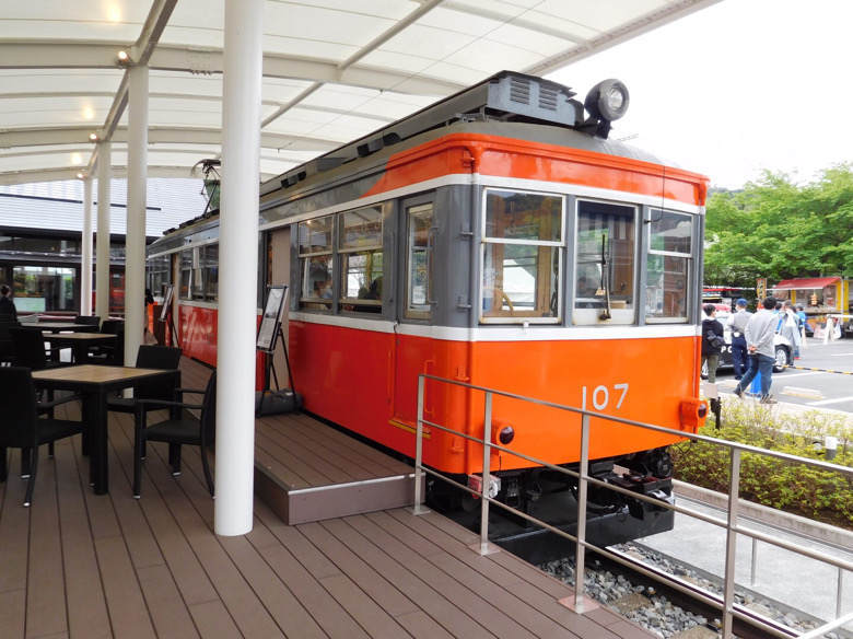 小田原鈴廣かまぼこの里にあるえれんなごっそcafe107の箱根登山鉄道