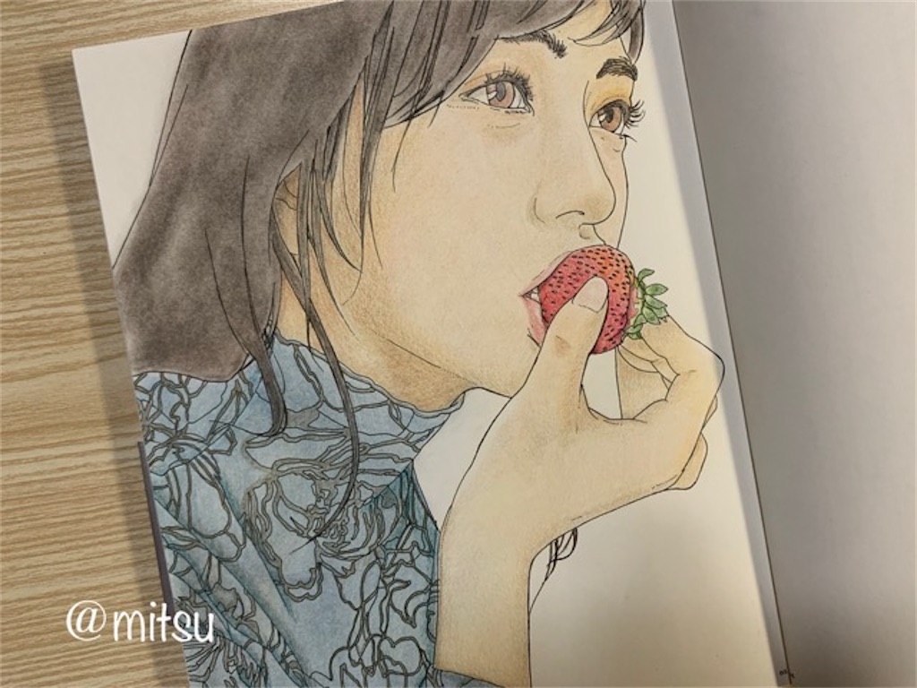 「美人画ぬりえ」顔がアップをパステルでチャレンジ!緋真珠・穂波