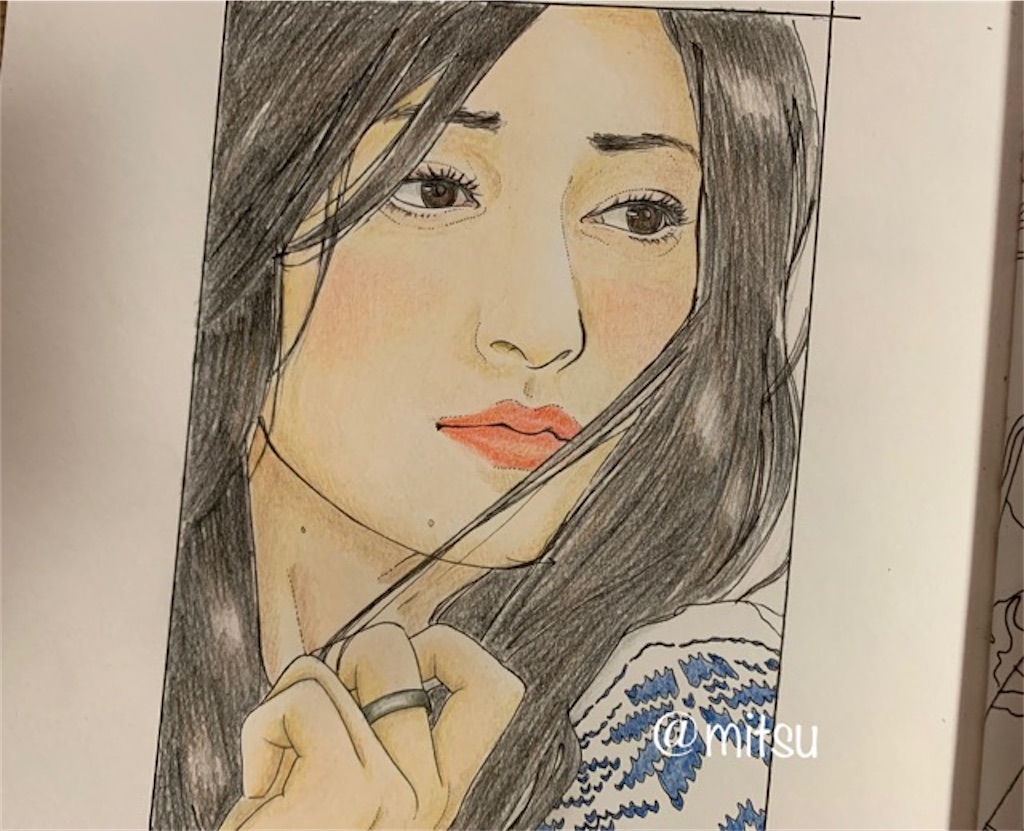 美人画ぬりえより「季節風茶房の娘・萌」