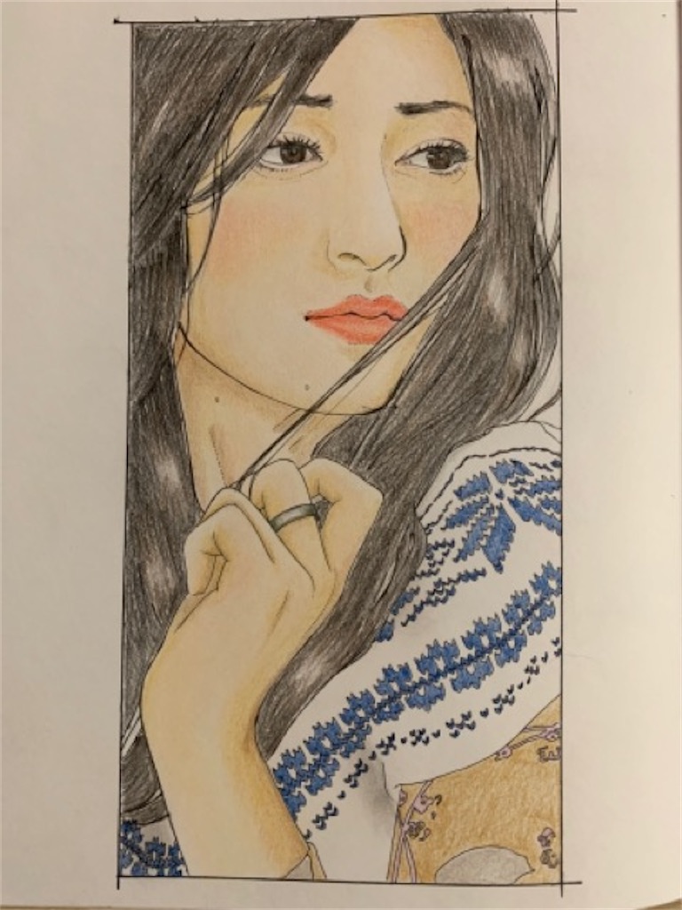 美人画ぬりえより「季節風茶房の娘・萌」