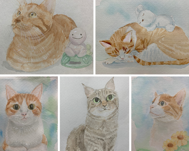 「水彩強化マラソン2021夏」参加で描いた猫の絵