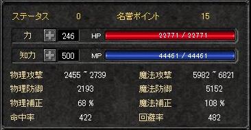 旧装備のステータス