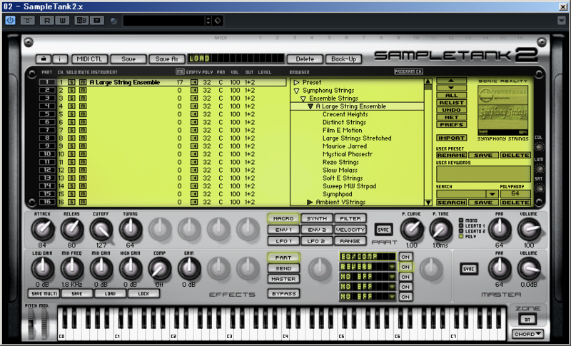 SampleTank 2の「A Large String Ensenble」